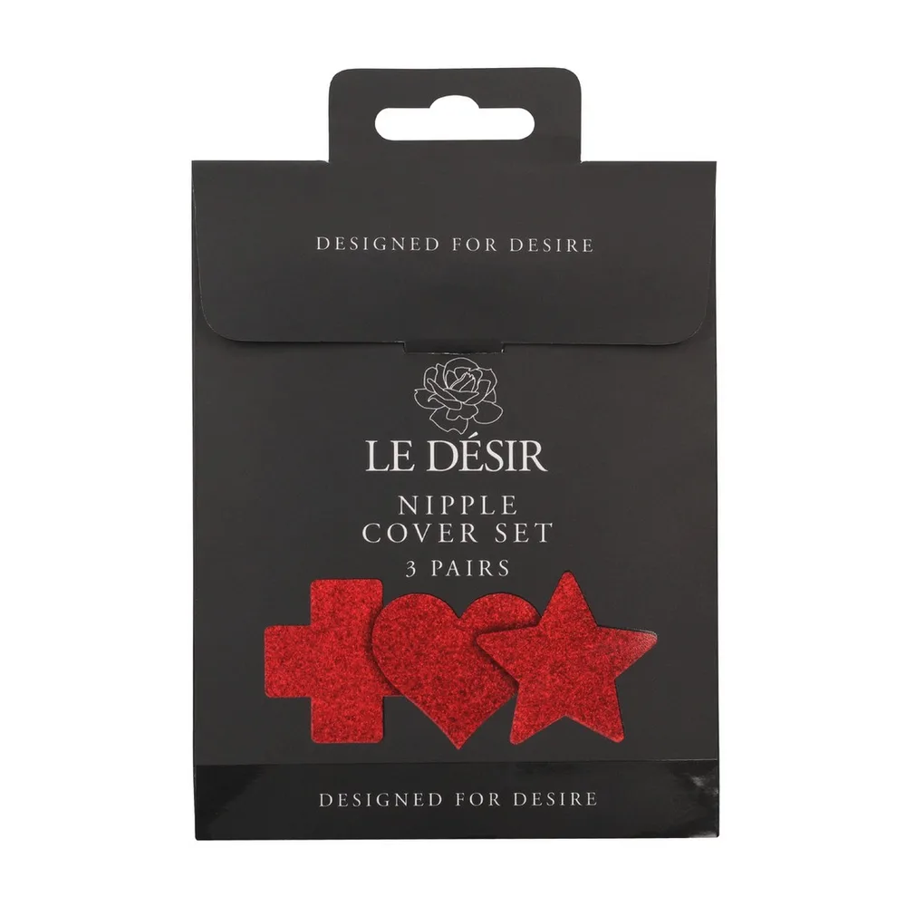 CONJUNTO DE 3 CUBREPEZONES CROSS STAR HEART ROJO LE DÉSIR